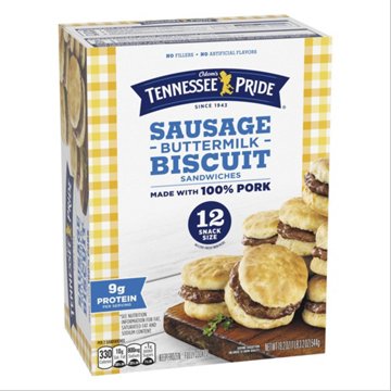 Odom's Tennessee Pride Snack Size Sausage Buttermilk Biscuit Breakfast Sandwiches, 12 ct