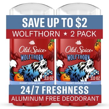 Old Spice Aluminum Free Deodorant Solid - Wolfthorn, 2 pk