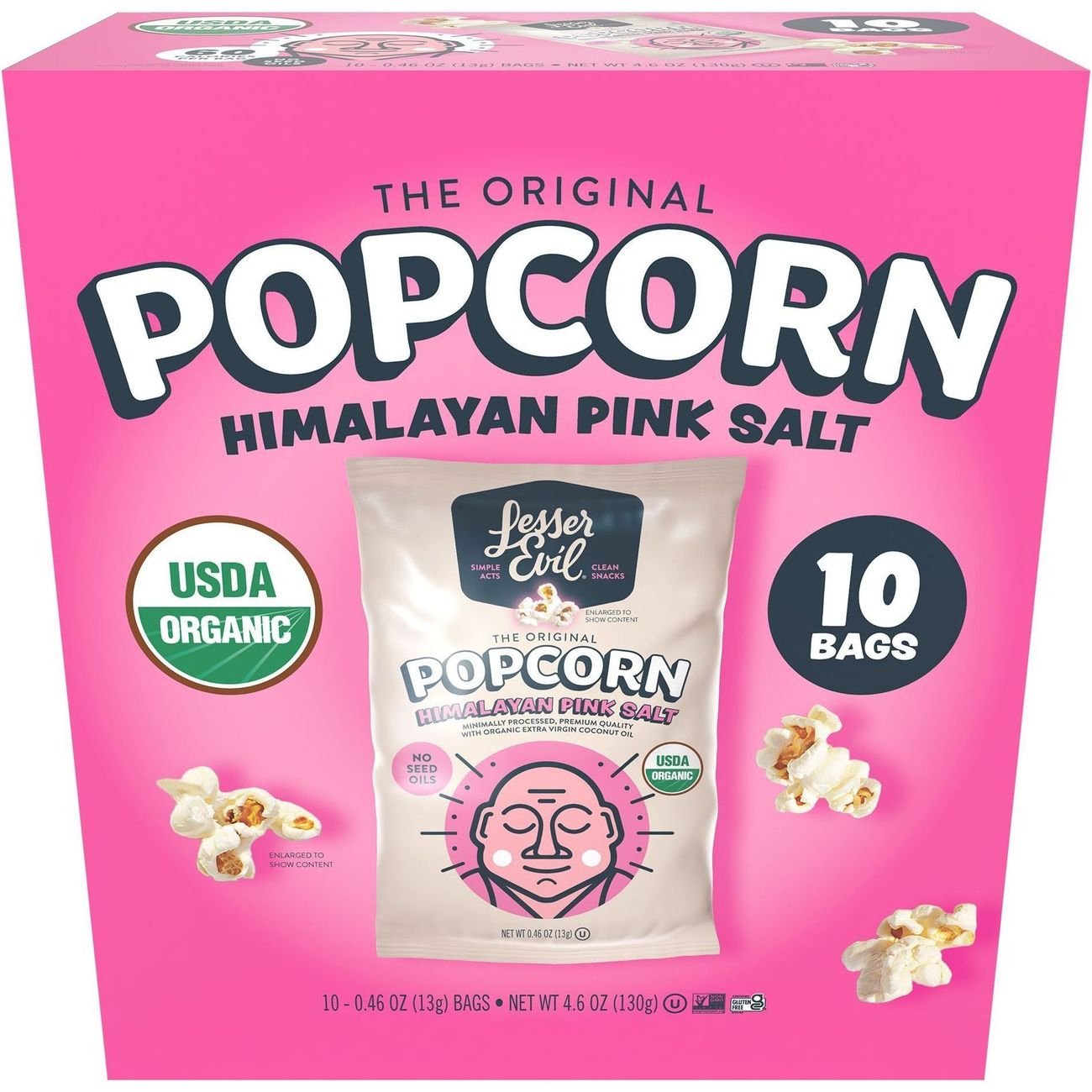 LesserEvil Organic Popped Popcorn Snack Bags - Himalayan Pink Salt ...