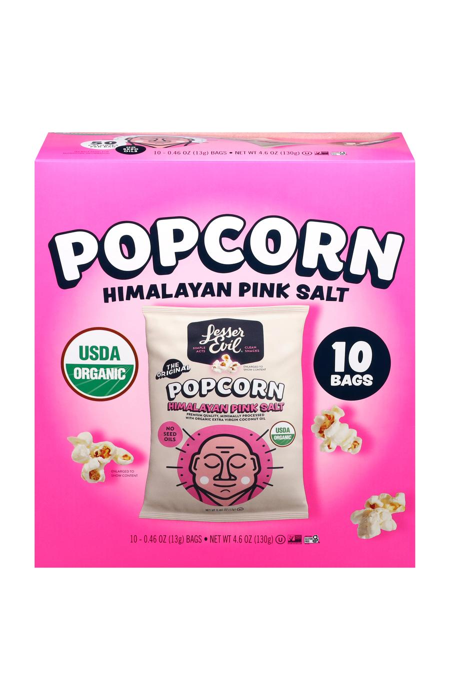 LesserEvil Organic Popped Popcorn Snack Bags - Himalayan Pink Salt; image 1 of 4