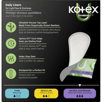 Kotex Bamboo Wrapped Liners, Light Absorbency, Extra Coverage