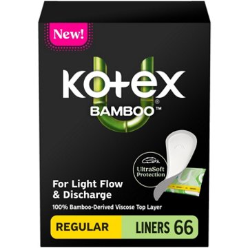 Kotex Bamboo Wrapped Liners, Light Absorbency, Regular Length