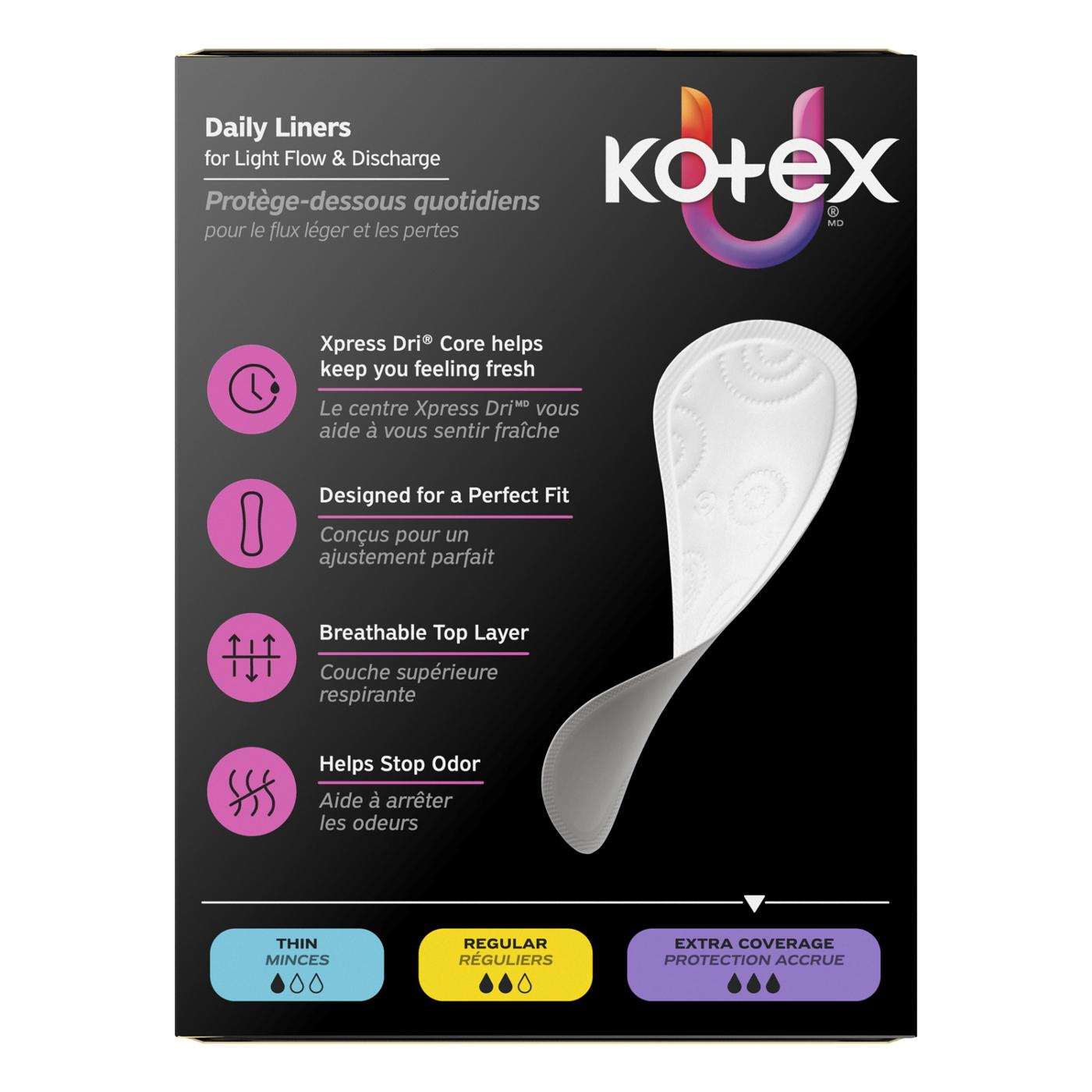 Kotex Absorbent Flat Liners - Light Absorbency, Extra Coverage - Shop ...