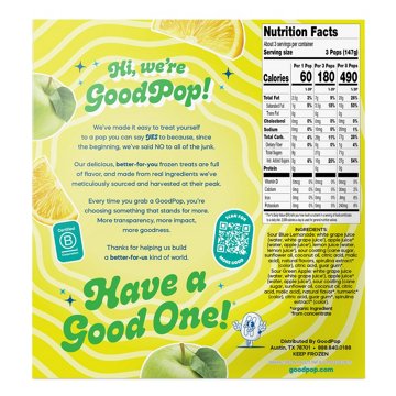 GoodPop Fruit Sours Pops Variety Pack - Green Apple & Lemonade