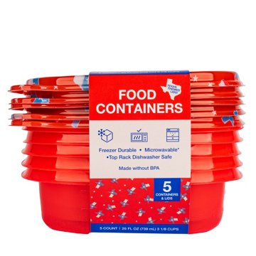 Acadian Trading Texas Flag Food Containers - Red, 5 pk