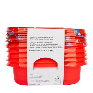 Acadian Trading Texas Flag Food Containers - Red, 5 pk
