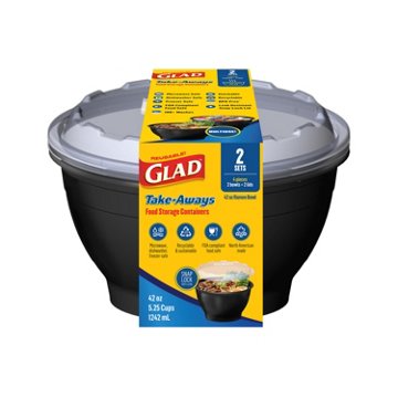Glad Take-Aways 42 oz Ramen Bowl Food Storage Containers & Lids, 2 ct