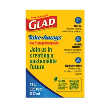 Glad Take-Aways 42 oz Ramen Bowl Food Storage Containers & Lids, 2 ct