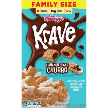 Kellogg's Krave Cinnamon Sugar Churro Cereal - Family Size, 16.8 oz