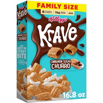 Kellogg's Krave Cinnamon Sugar Churro Cereal - Family Size, 16.8 oz