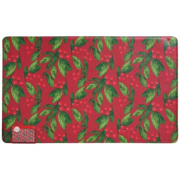 Destination Holiday Anti-Fatigue Kitchen Mat - Christmas Holly, 18" x 30"