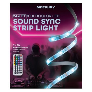 Merkury Innovations RGB Sound Sync Strip Light, 24.6'