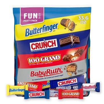 Butterfinger, Crunch, 100 Grand & Baby Ruth Assorted Fun Size Chocolate Bars - Party Pack