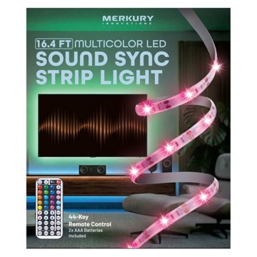 Merkury Innovations RGB Sound Sync Strip Light, 16.4'