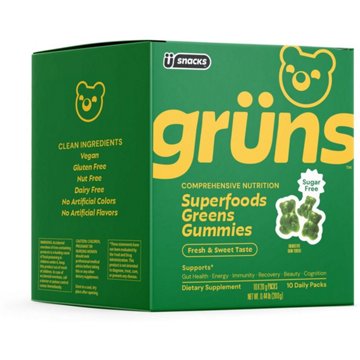 Gruns Sugar Free Superfoods Greens Gummies Fresh & Sweet, 10 ct