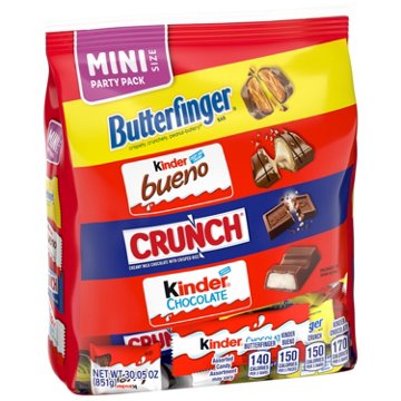 Butterfinger, Kinder & Crunch Assorted Mini Size Chocolate Bars - Party Pack