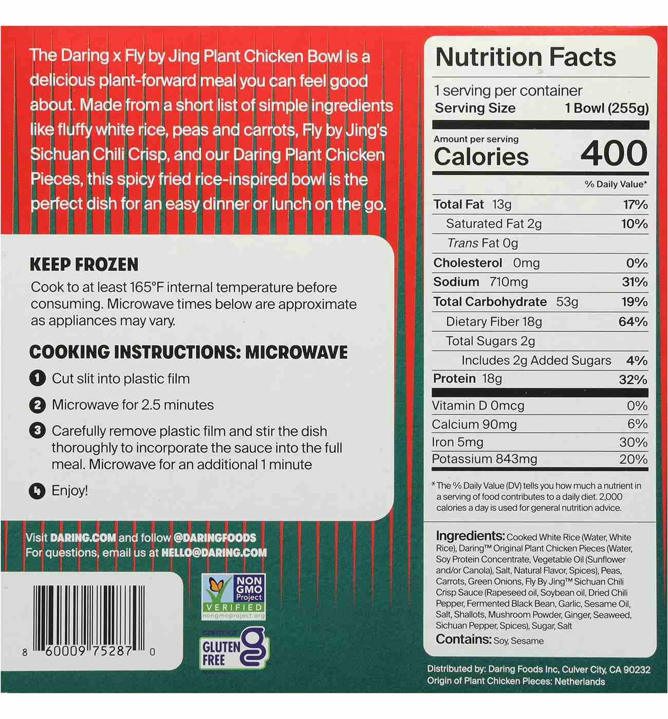 Daring 18g Protein Fly By Jing Chili Crisp Plant Chicken Fried Rice ...