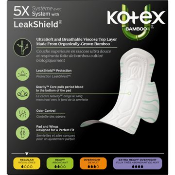 Kotex Bamboo Ultra Thin Pads with Wings, Regular Absorbency