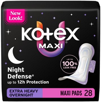 Kotex Overnight Maxi Pads with Wings, Extra Heavy Absorbency
