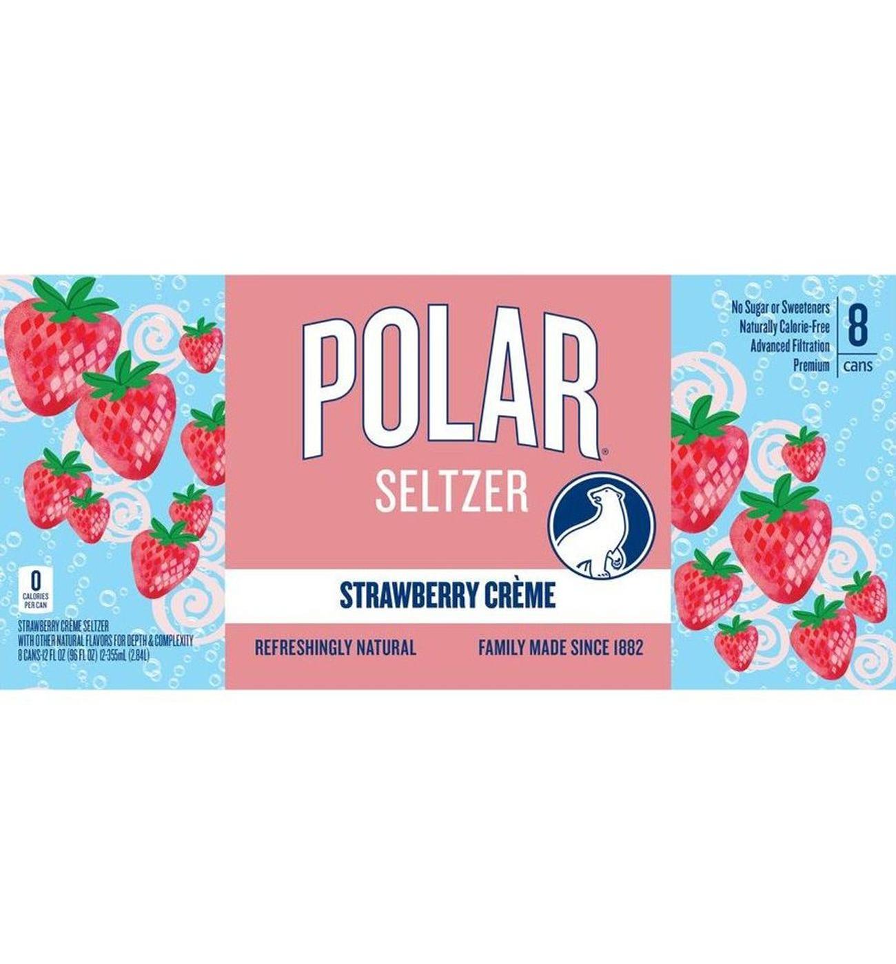 Polar Seltzer Water Strawberry Créme 8 pk Cans; image 1 of 2
