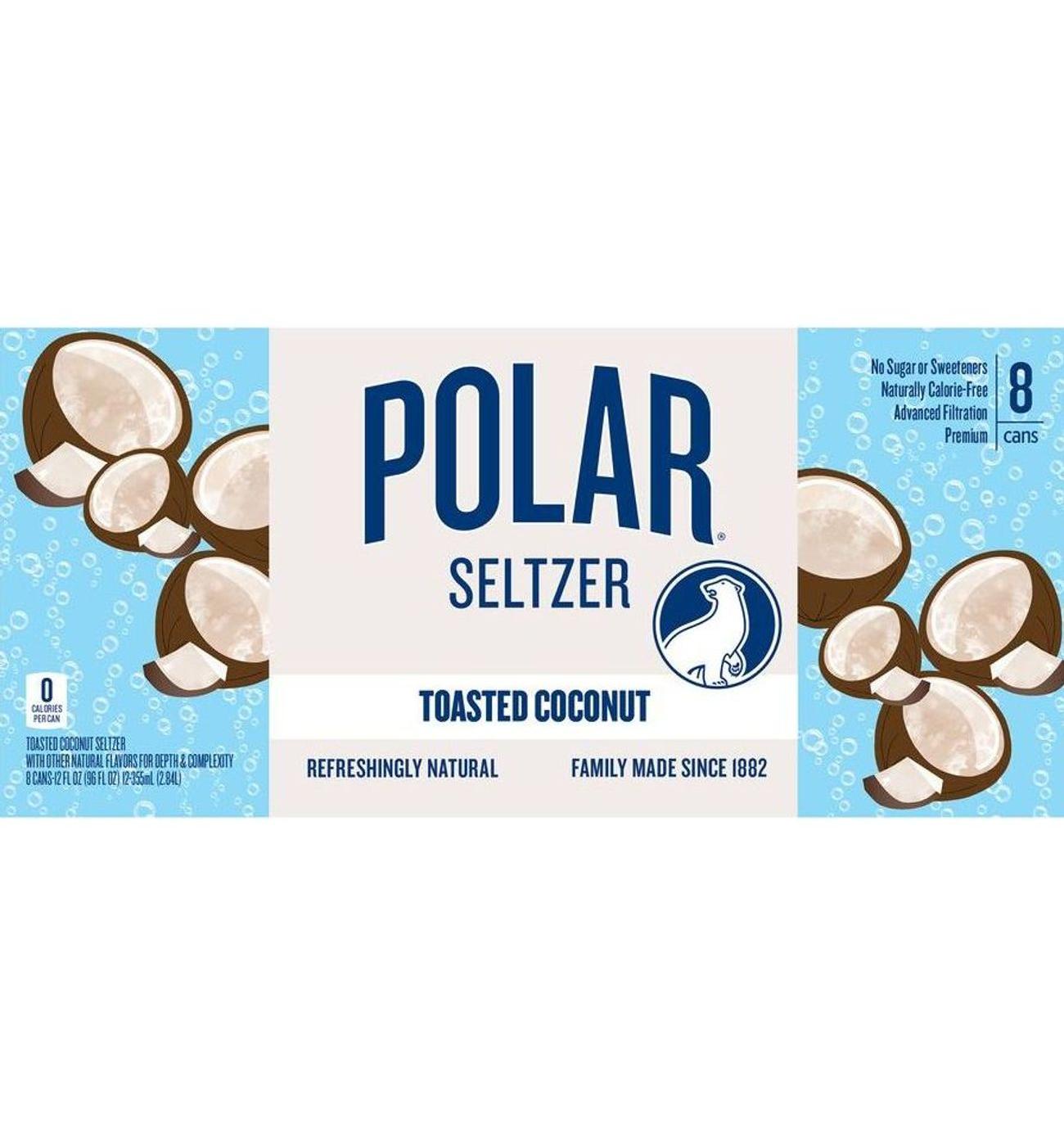 Polar Seltzer Water Toasted Coconut 8 pk Cans; image 1 of 2