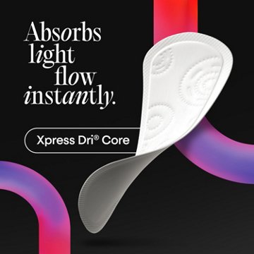 Kotex Absorbent Flat Liners, Light Absorbency, Regular Length