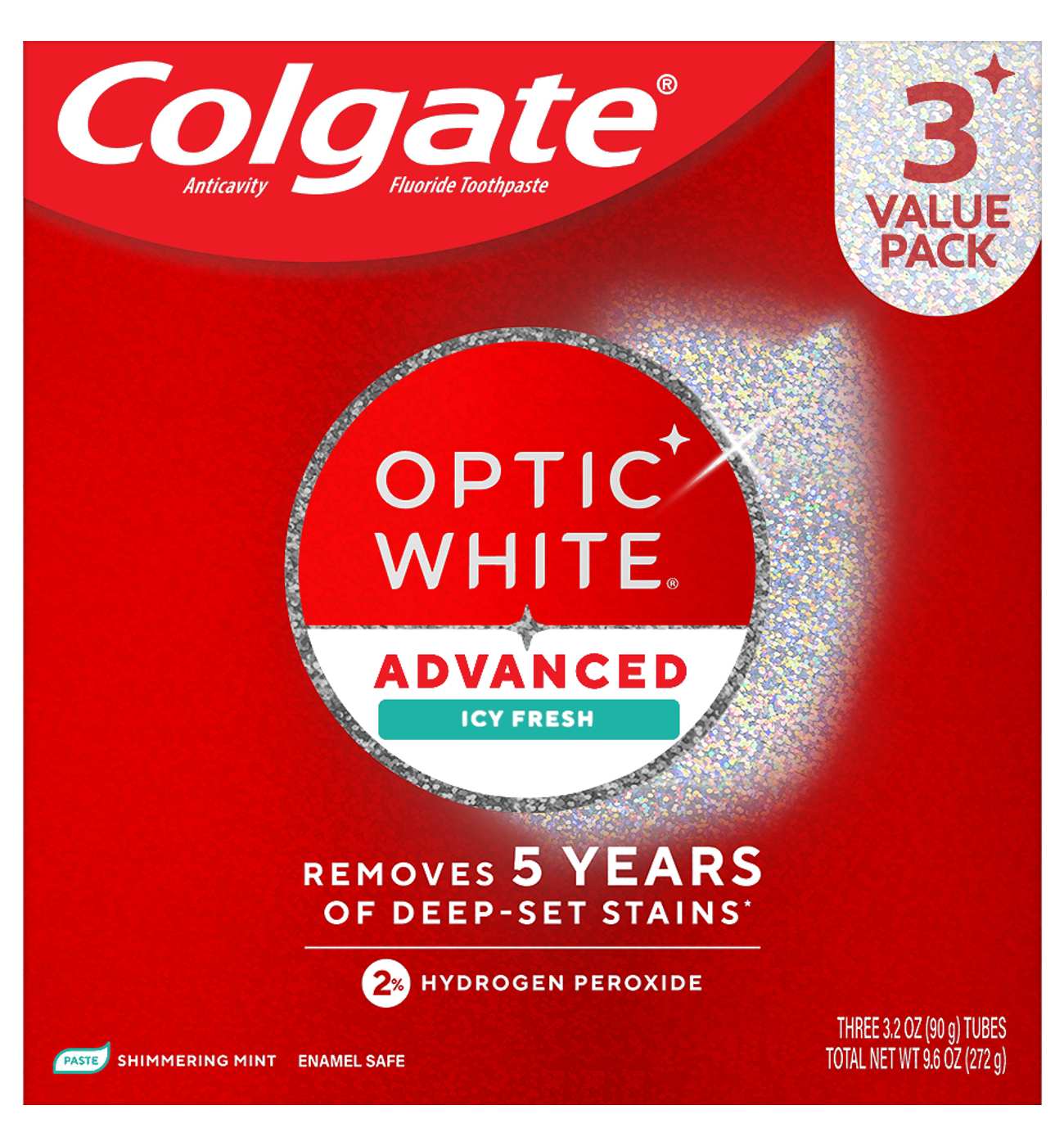 Colgate Optic White Advanced Toothpaste - Icy Fresh , 3 pk; image 1 of 3