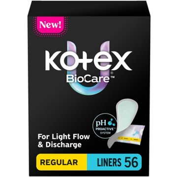 Kotex BioCare Daily Liners, Light Absorbency, Regular Length