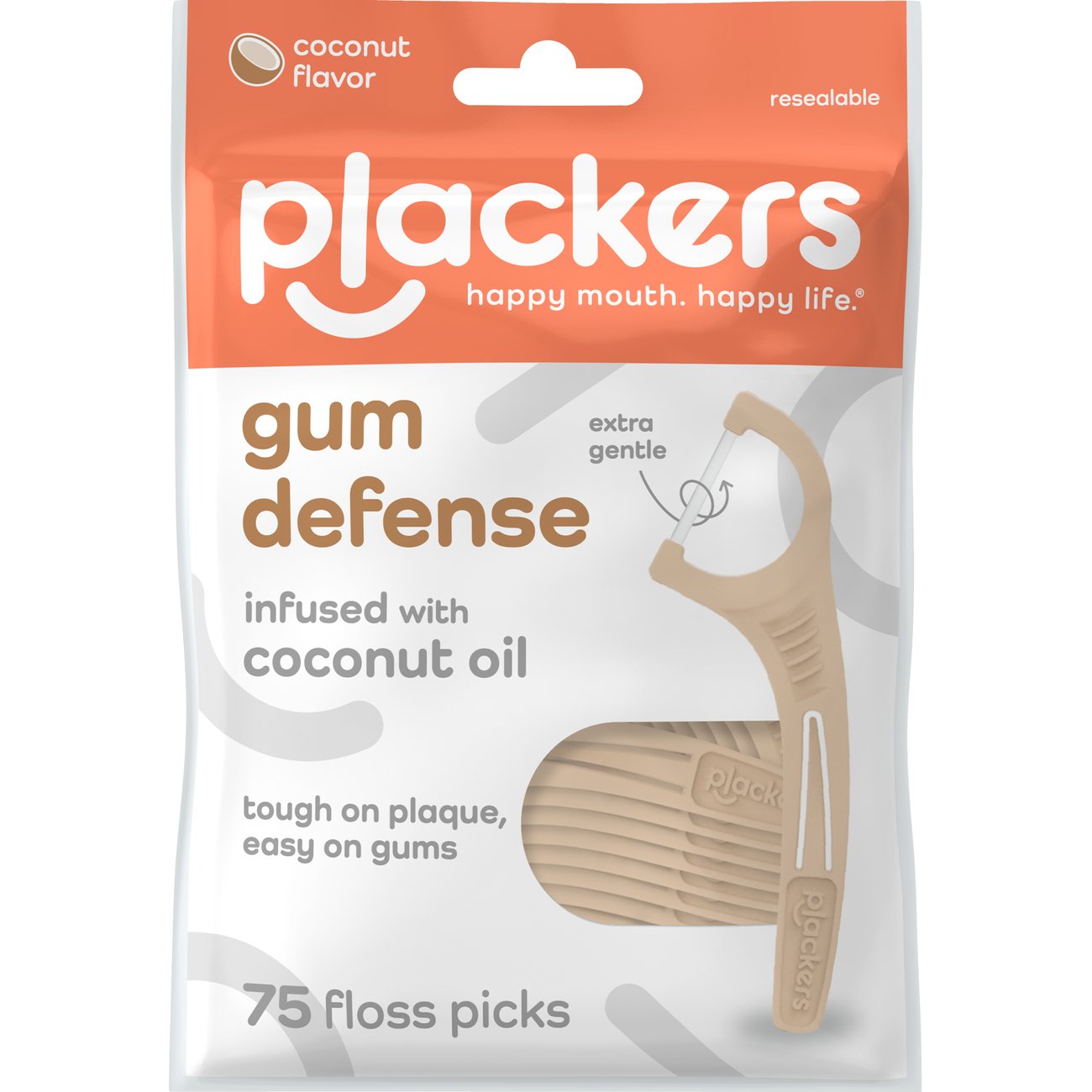 Plackers Gum Defense Floss Picks with Coconut Oil - Refreshing Coconut ...