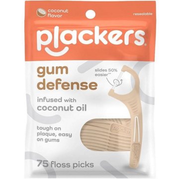 Plackers Gum Defense Floss Picks Infused With Coconut Oil, 75 ct