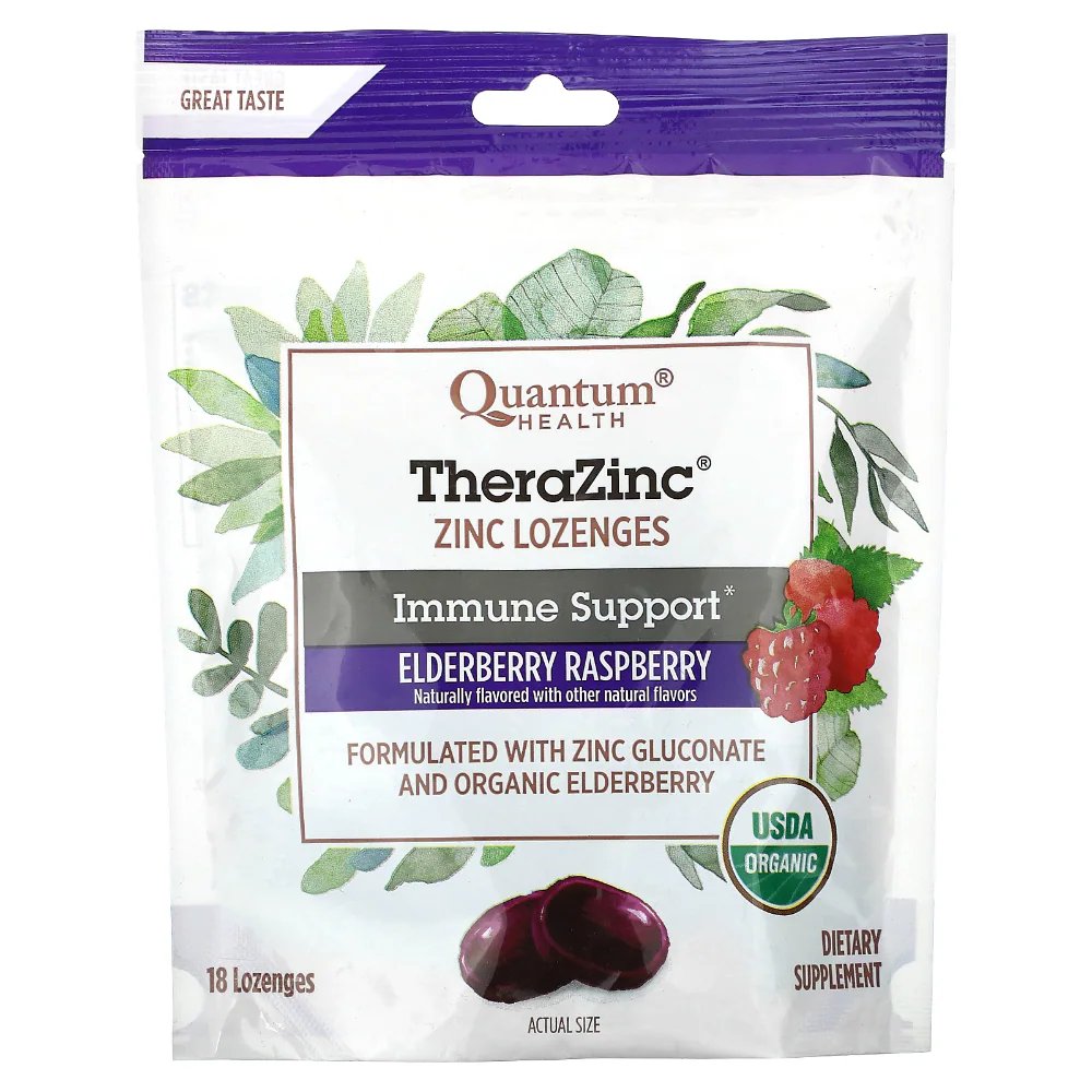 Quantum Health TheraZinc Lozenges - Elderberry Raspberry, 18 ct ...