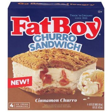 FatBoy Cinnamon Churro Ice Cream Sandwiches, 4 ct
