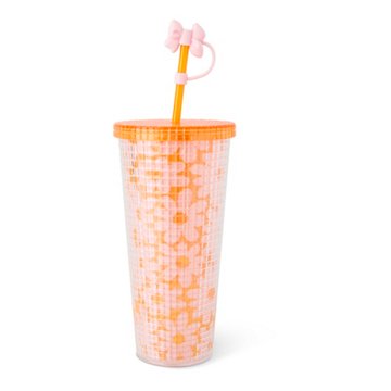 Hydragear Pixel Straw Tumbler - Orange Flower, 22 oz