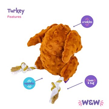 Woof & Whiskers Thanksgiving Turkey Toss & Tug Dog Toy