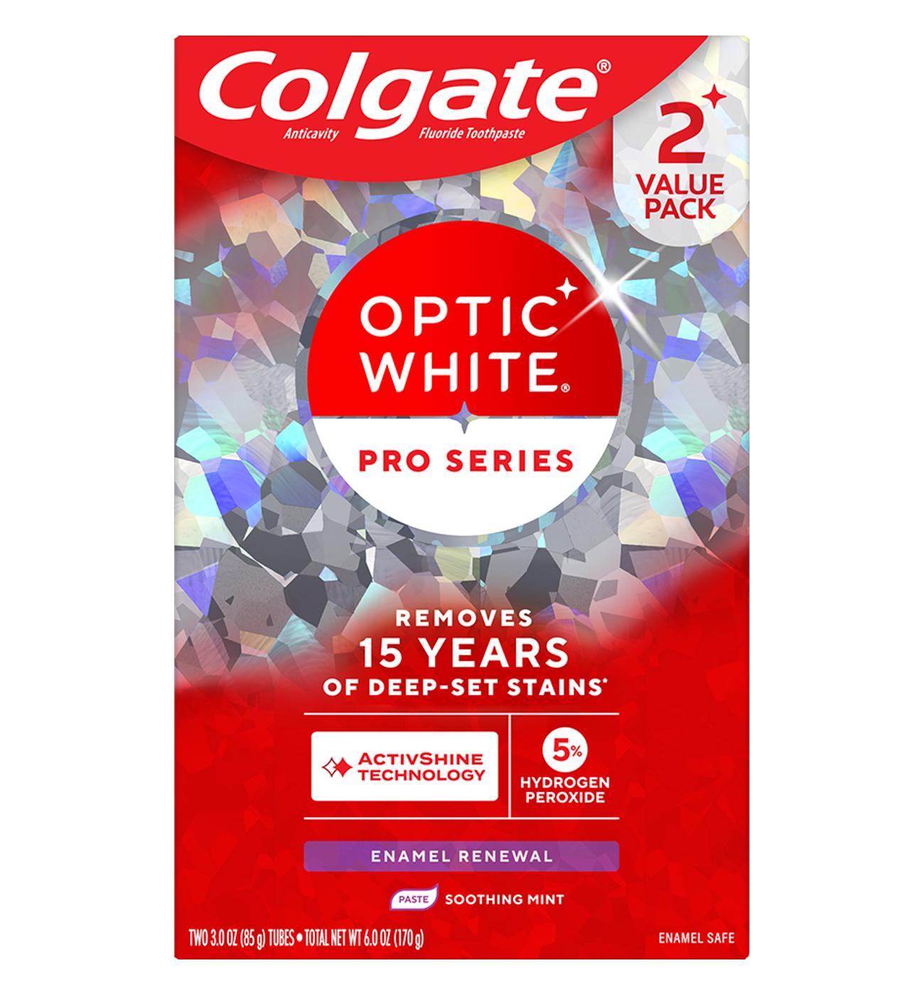 Colgate Optic White Pro Series Enamel Renewal Toothpaste - Soothing Mint, 2 pk; image 1 of 4
