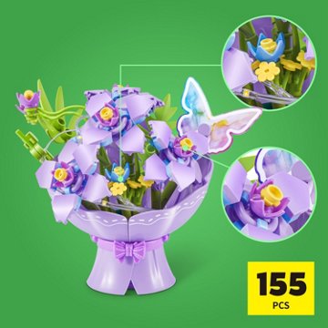 Zuru MAX LED Purple Bouquet Building Toy, 155 pc