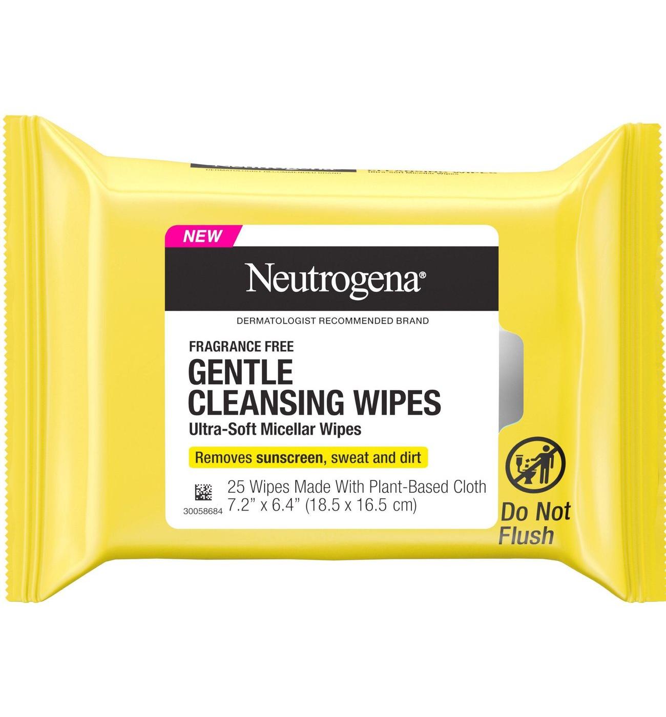 Neutrogena Fragrance Free Gentle Cleansing Micellar Wipes; image 1 of 2