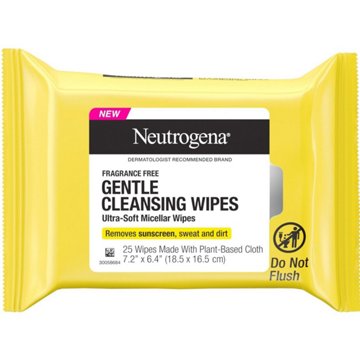 Neutrogena Fragrance Free Gentle Cleansing Micellar Wipes, 25 ct