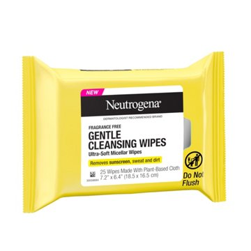 Neutrogena Fragrance Free Gentle Cleansing Micellar Wipes, 25 ct