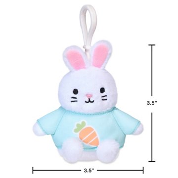 American Greetings Easter Plush Bunny Backpack Clip with Carrot Shirt, 3.5" x 3.5"