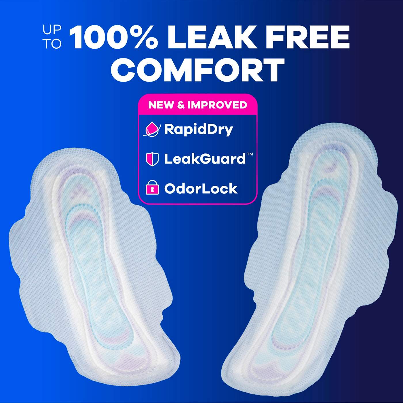 Always Ultra Thin Pads Duo Pack, Feminine Pads with Wings for Women, Size 2 Long Super and 4 Overnight Absorbency, Unscented, 44 CT; image 10 of 10