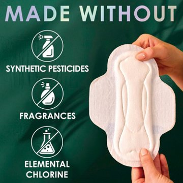 L. Ultra Thin Pads for Women, Organic Cotton Top Layer, Extra Long Overnight Absorbency