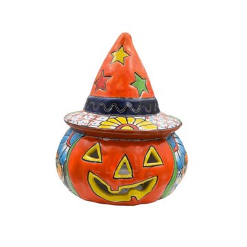Blue Orange Pottery Talavera Witch, Medium