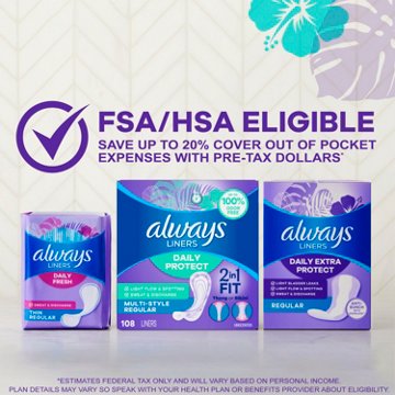 Always Multi-Style Liners, Regular Length, Unscented, 54 Count