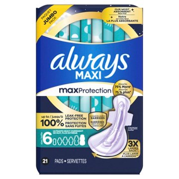 Always Maxi Max Protect Overnight Pads with Wings - Ultimate Heavy Size 6