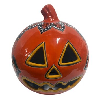 Blue Orange Pottery Talavera Traditional Pumpkin, Extra Large
