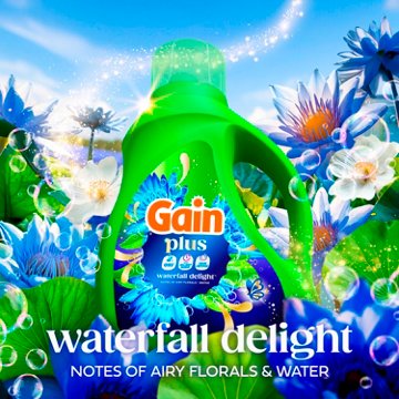 Gain Plus Liquid Laundry Detergent with Oxi, 45 Loads - Waterfall Delight Scent