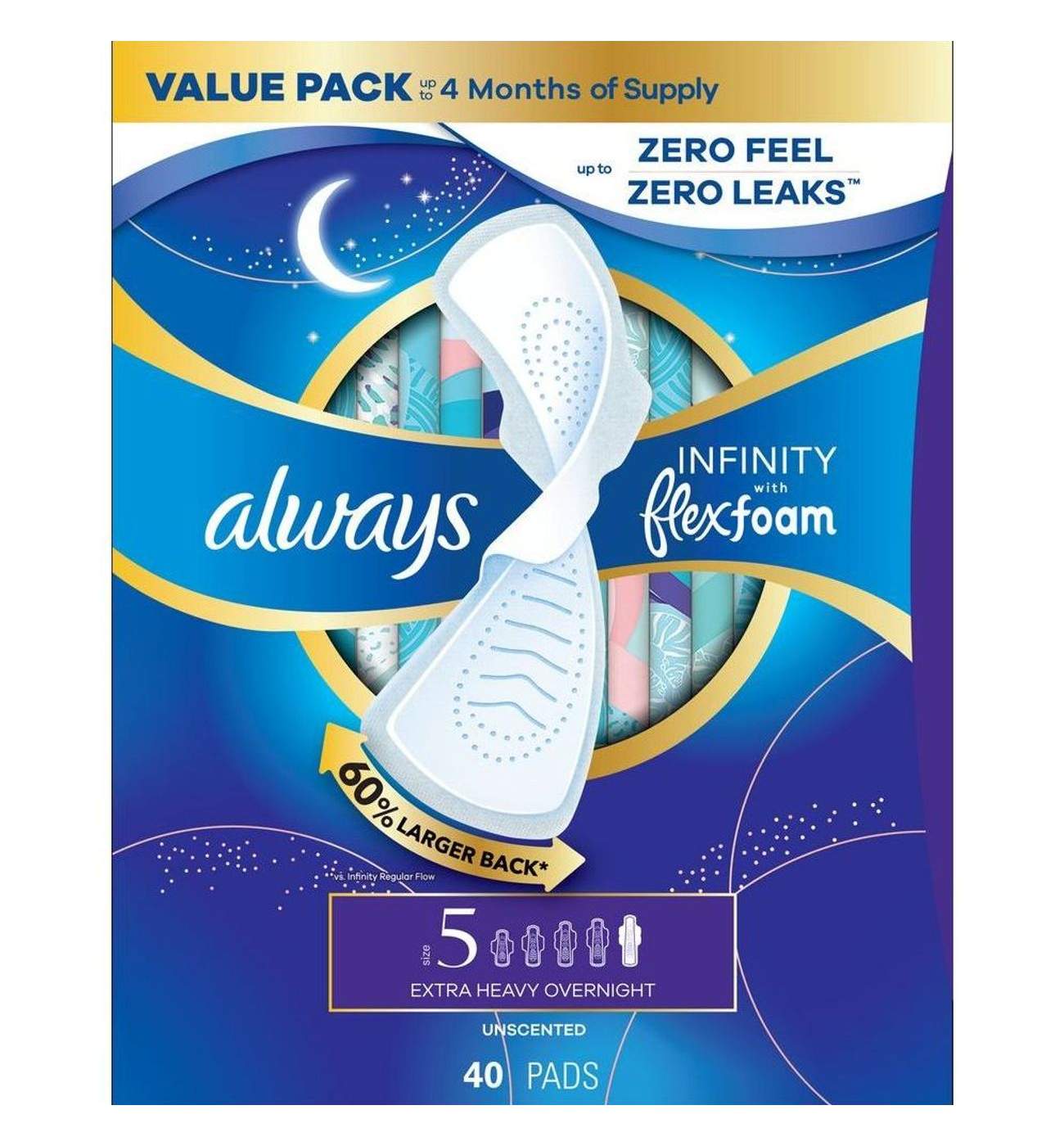 Always Infinity FlexFoam Extra Heavy Overnight Pad; image 1 of 6