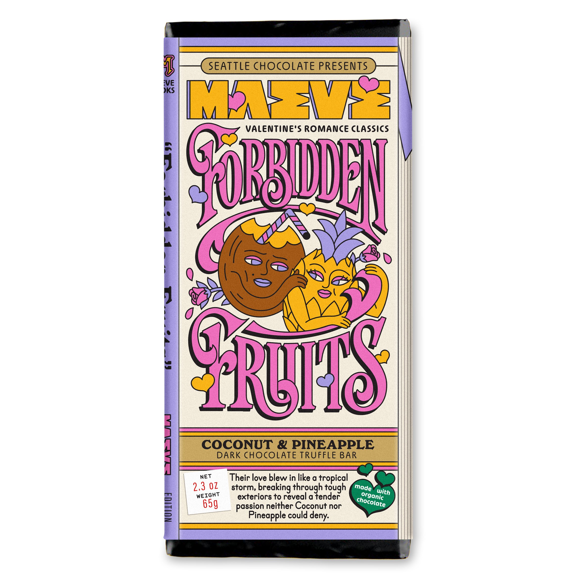 ココナッツ**プロフ読んで**マントルピース Maeve Forbidden Fruits Coconut & Pineapple Truffle Bar, 2.3 oz