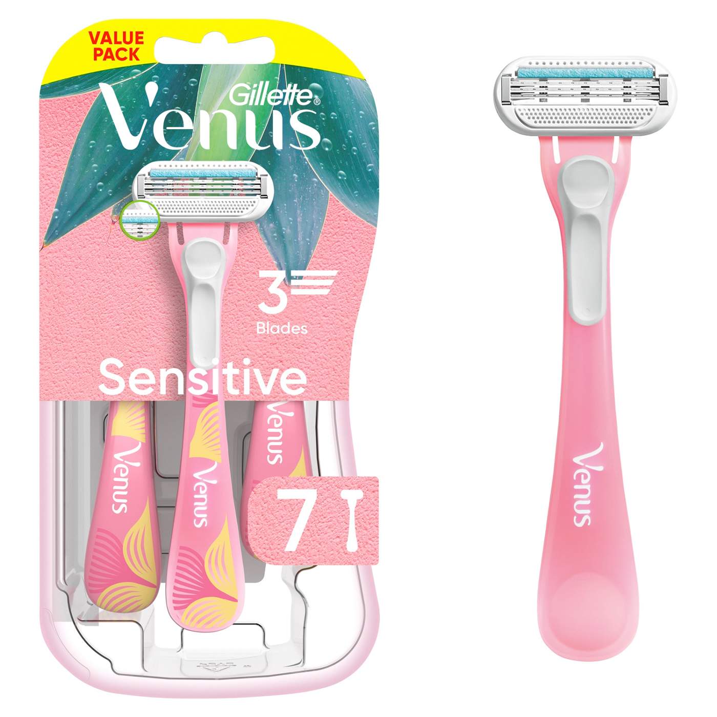 Gillette Venus Women's Sensitive 3 Blade Disposable Razors; image 1 of 7